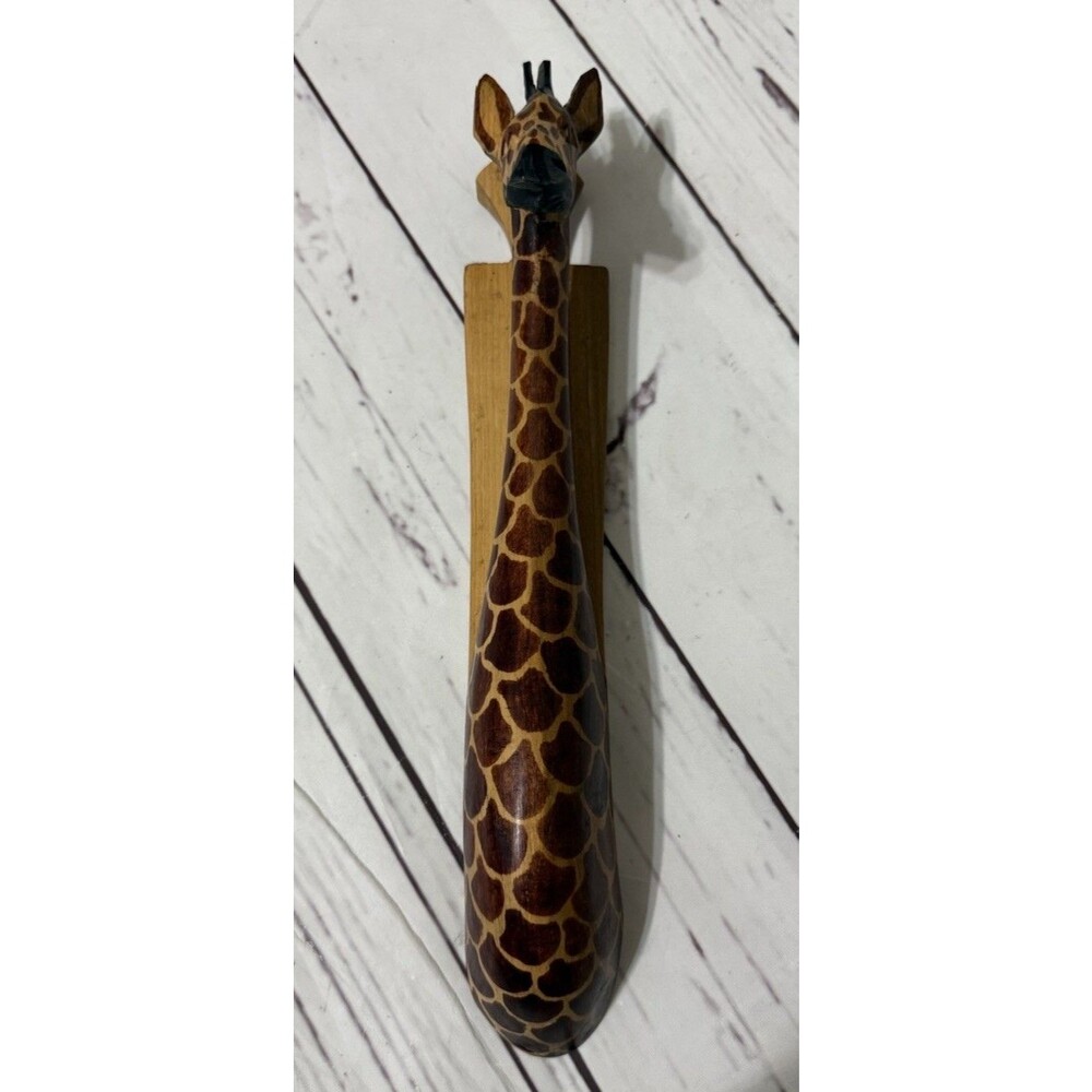Hand Carved Wooden Giraffe Wall Mounted Sculpture Kenya